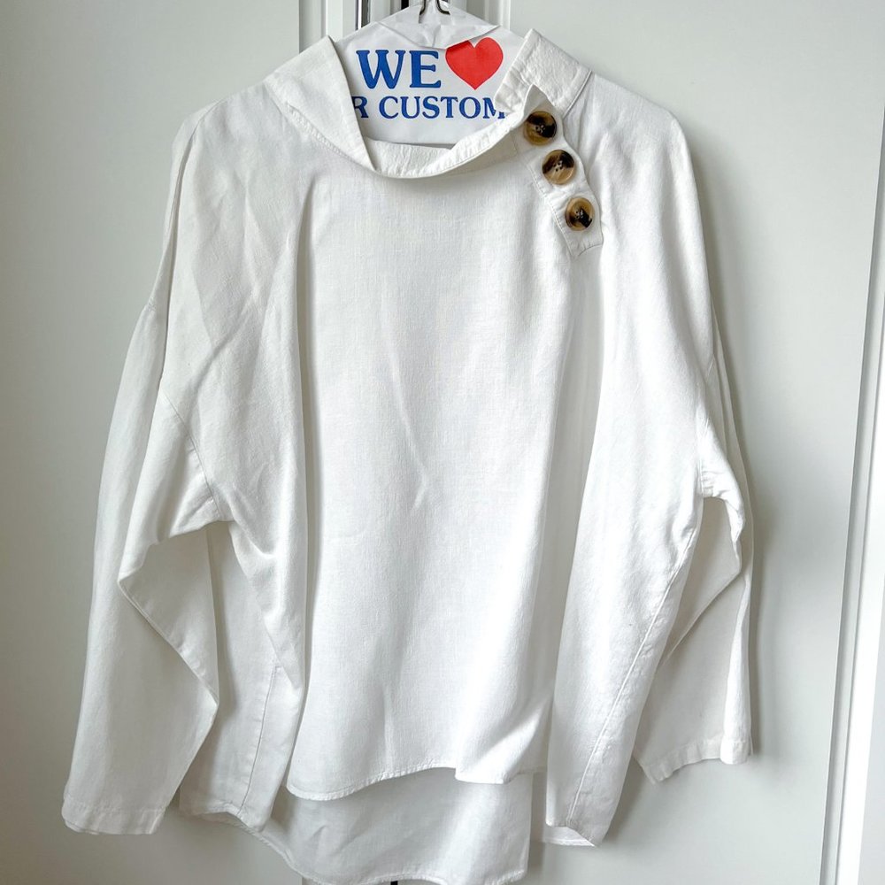 Zara linen shirt with raised neck